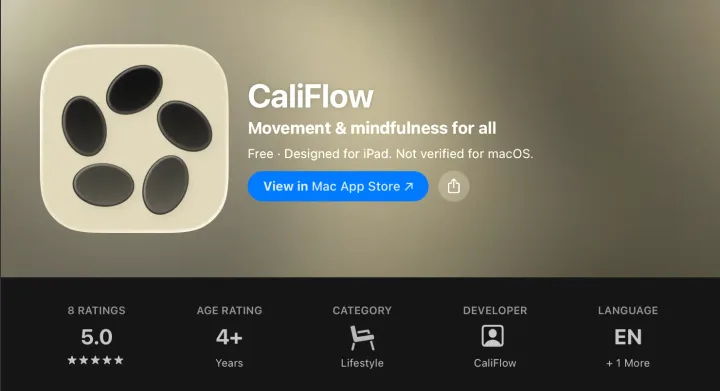 Avaliação do Califlow na loja de apps