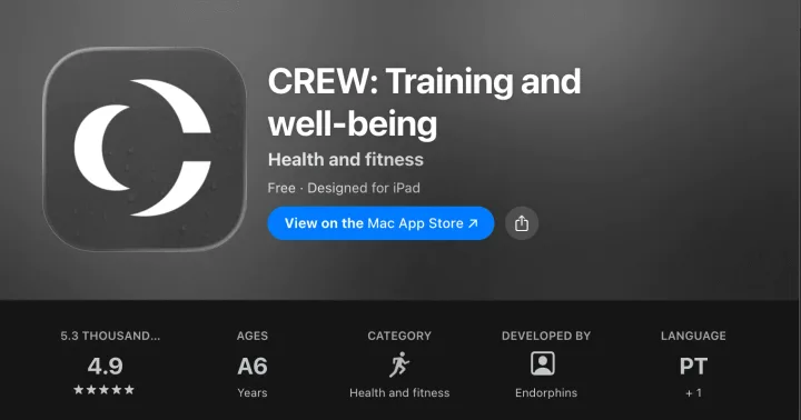 Avaliação do Crew na loja de apps