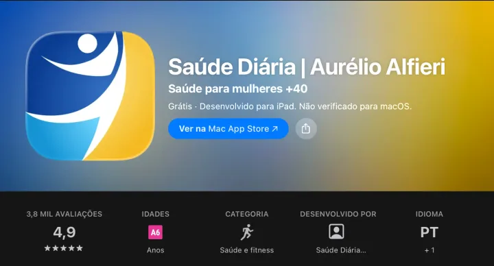 Avaliação do Saúde Diária na loja de apps